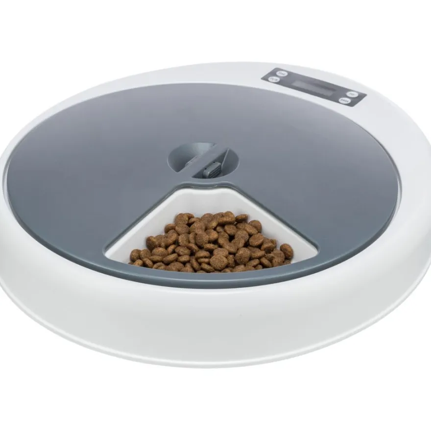 TRIXIE Futterautomat TX4+1, weiß/grau | 5 × 0,25 l/34 × 6 × 39 cm