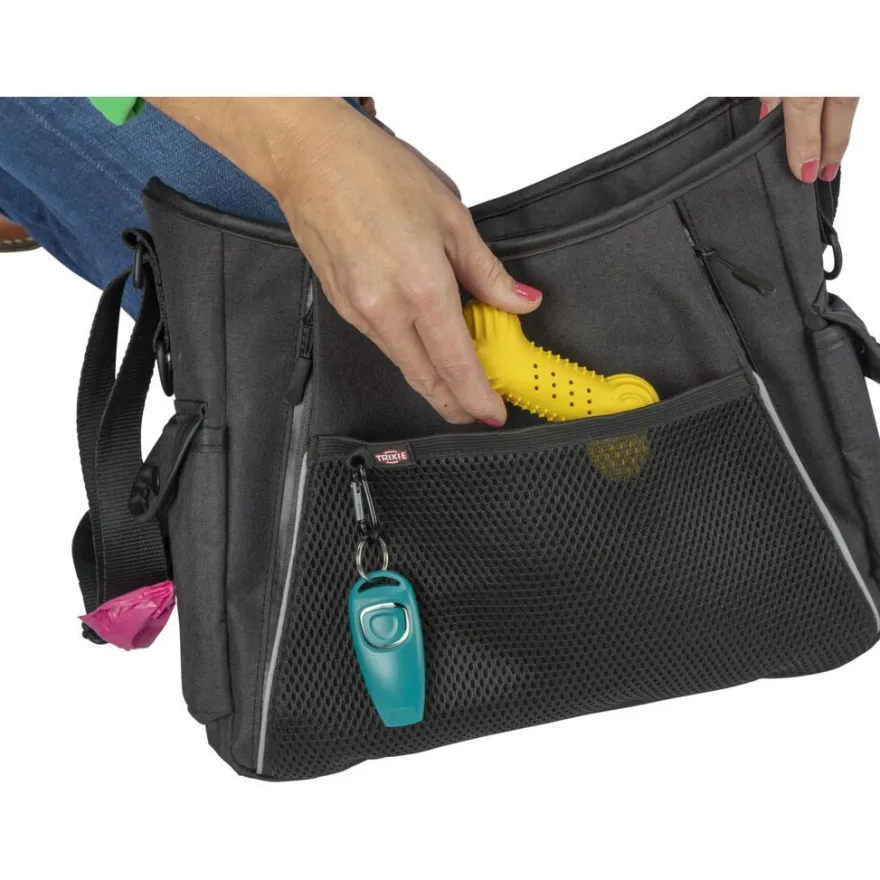 TRIXIE Gassi- und Dummy-Tasche, anthrazit | 34 x 29 x 9 cm
