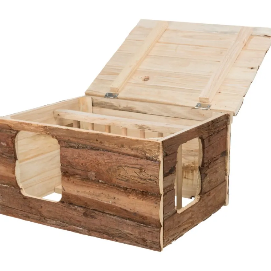 TRIXIE Haus Hilke mit Raufe, Meerschweinchen, Rindenholz | 40 x 23 x 32 cm