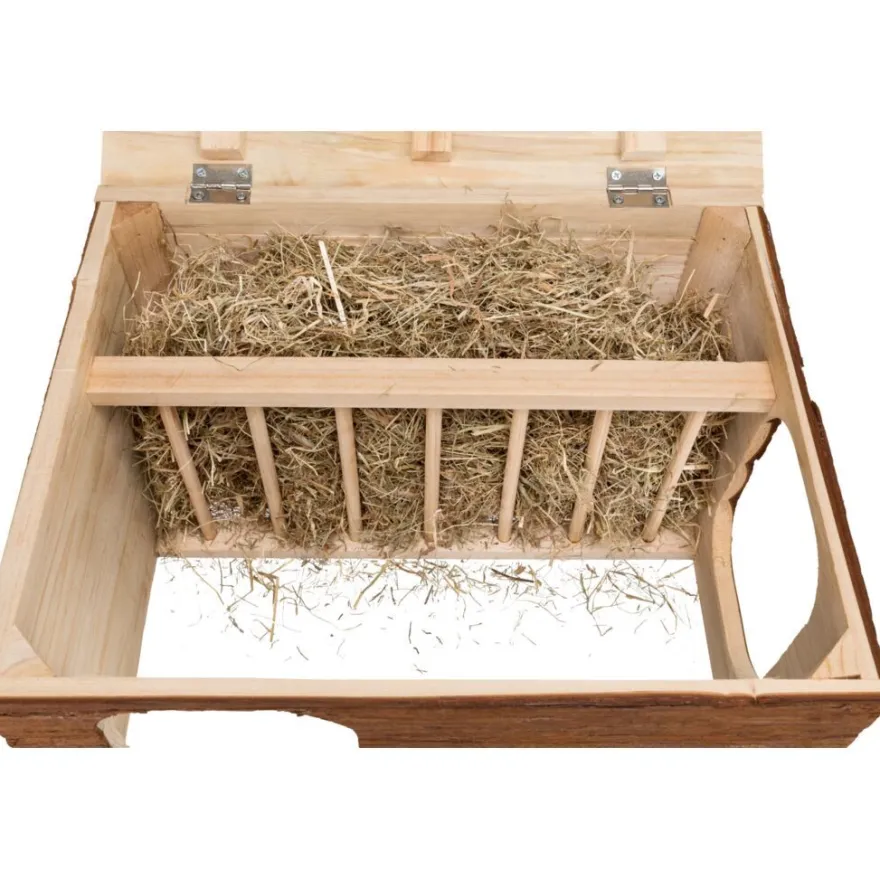 TRIXIE Haus Hilke mit Raufe, Meerschweinchen, Rindenholz | 40 x 23 x 32 cm