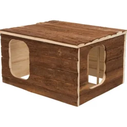 TRIXIE Haus Hilke mit Raufe, Meerschweinchen, Rindenholz | 40 x 23 x 32 cm