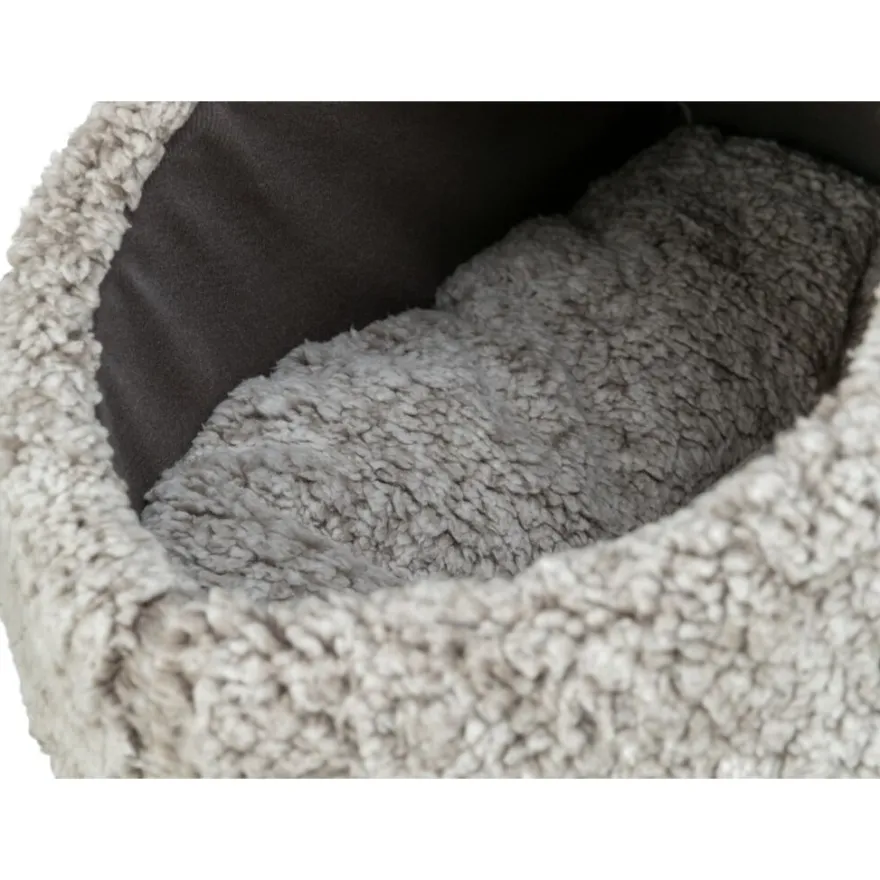 TRIXIE Höhle Calida mit wärmereflektierender Einlage, grau/weiß-schwarz | 50 × 30 × 35 cm
