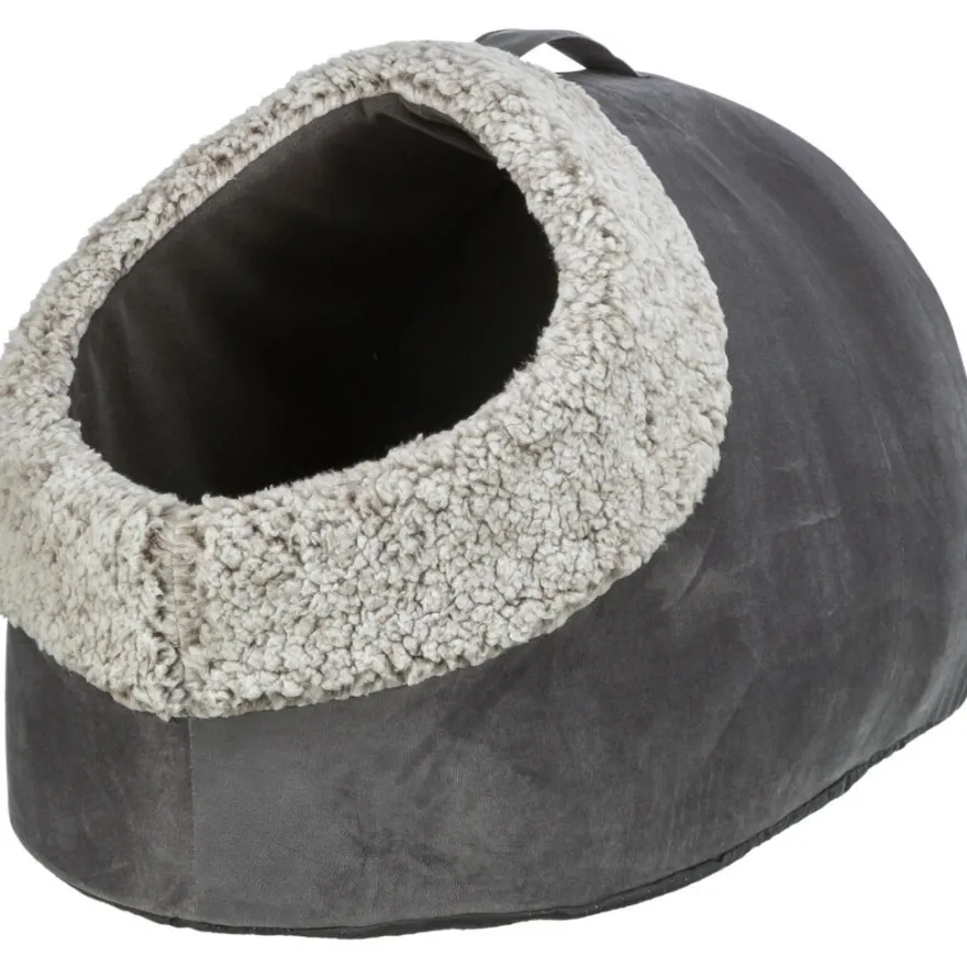 TRIXIE Höhle Calida mit wärmereflektierender Einlage, grau/weiß-schwarz | 50 × 30 × 35 cm