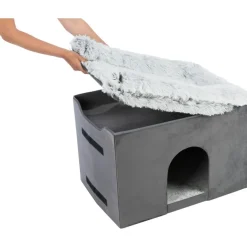 TRIXIE Höhle Harvey mit Treppe, grau/weiß-schwarz | 135 x 47 x 50 cm