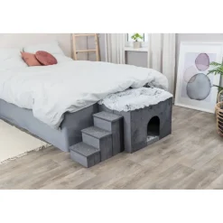 TRIXIE Höhle Harvey mit Treppe, grau/weiß-schwarz | 135 x 47 x 50 cm