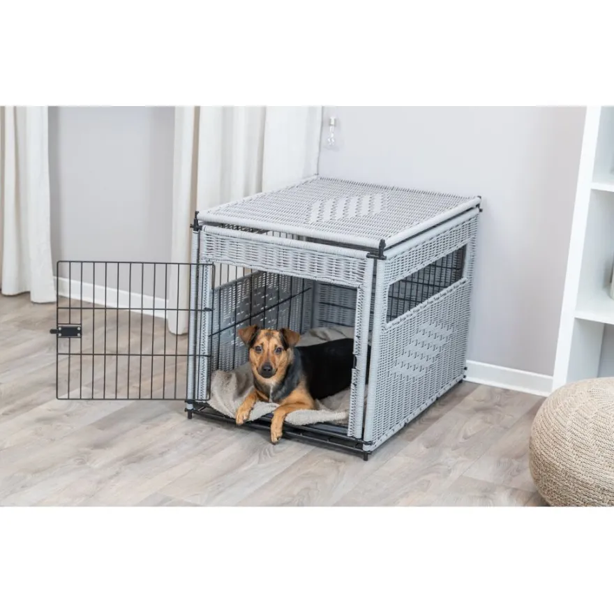 TRIXIE Home Kennel, Polyrattan, hellgrau | M: 58 x 60 x 77 cm