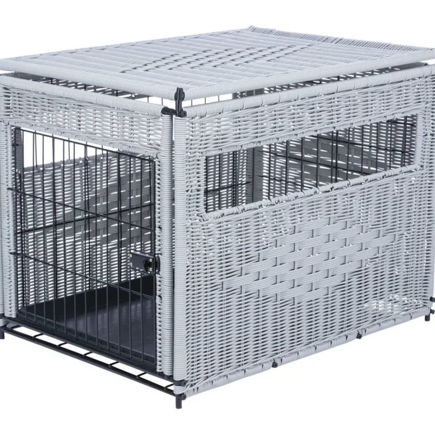 TRIXIE Home Kennel, Polyrattan, hellgrau | M: 58 x 60 x 77 cm