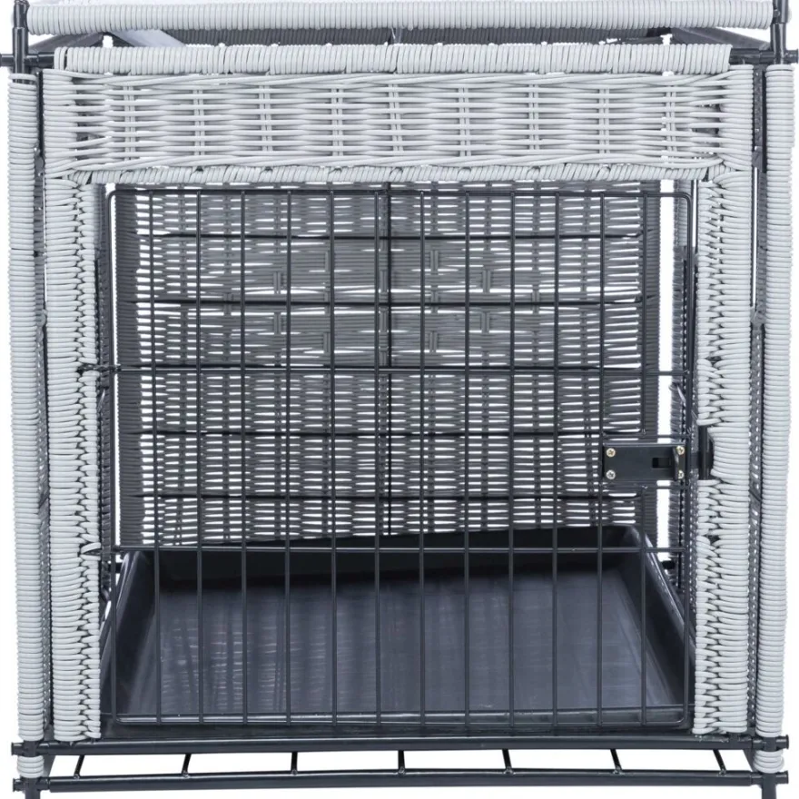 TRIXIE Home Kennel, Polyrattan, hellgrau | M: 58 x 60 x 77 cm
