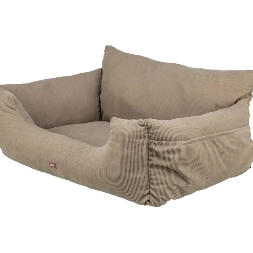 TRIXIE Hundeautositz extra breit, Cord-Optik, taupe | 80 × 35 × 60 cm