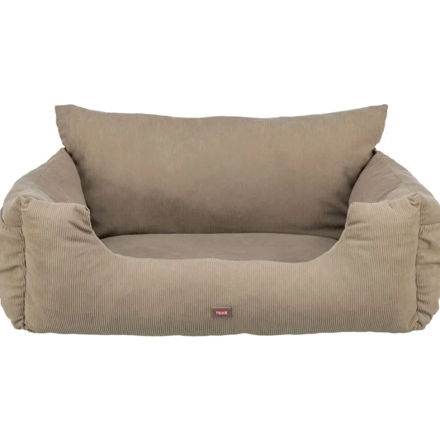 TRIXIE Hundeautositz extra breit, Cord-Optik, taupe | 80 × 35 × 60 cm