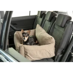 TRIXIE Hundeautositz extra breit, Cord-Optik, taupe | 80 × 35 × 60 cm
