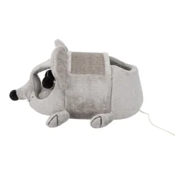 TRIXIE Junior Höhle Lukas, Plüsch/Sisal, hellgrau/grau | 35 x 33 x 65 cm