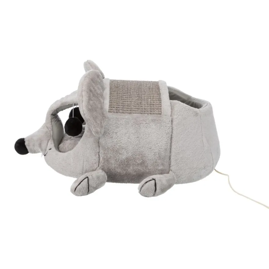 TRIXIE Junior Höhle Lukas, Plüsch/Sisal, hellgrau/grau | 35 x 33 x 65 cm