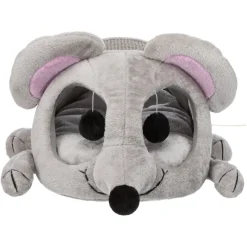 TRIXIE Junior Höhle Lukas, Plüsch/Sisal, hellgrau/grau | 35 x 33 x 65 cm