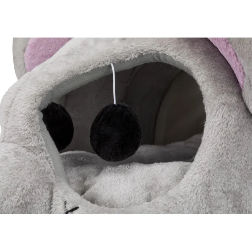 TRIXIE Junior Höhle Lukas, Plüsch/Sisal, hellgrau/grau | 35 x 33 x 65 cm