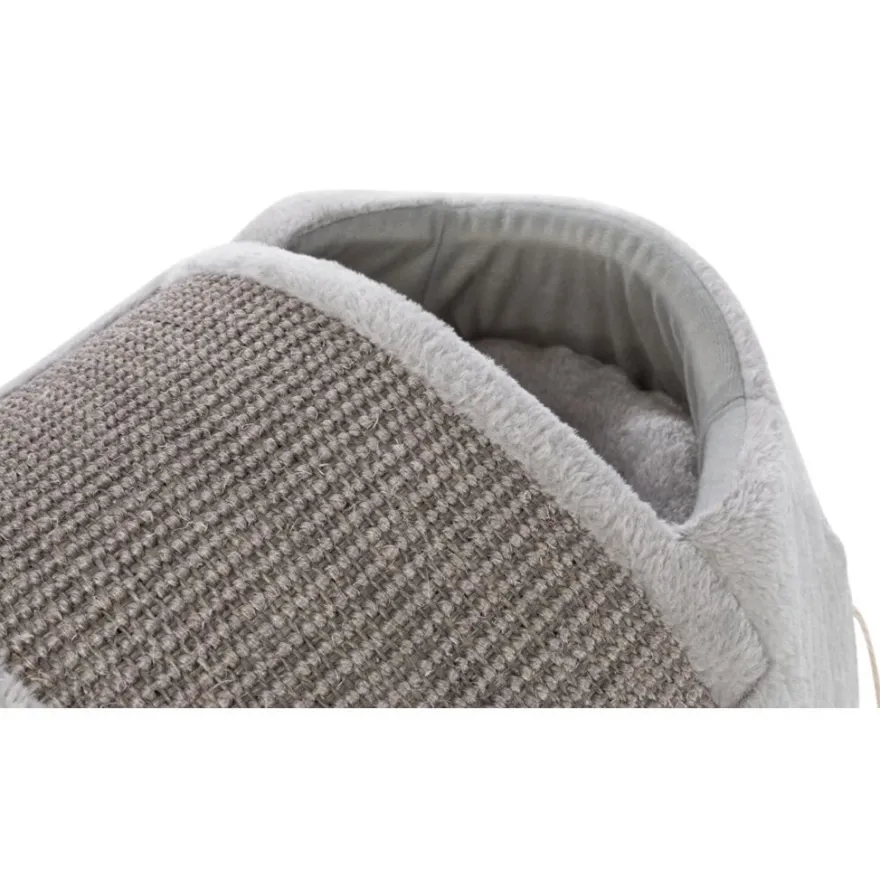 TRIXIE Junior Höhle Lukas, Plüsch/Sisal, hellgrau/grau | 35 x 33 x 65 cm