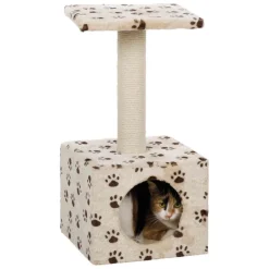 TRIXIE Junior Kratzbaum Zamora, beige mit Pfoten | 60 cm