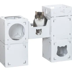 TRIXIE Katzenmöbel Casa Cara, Pappe, weiß | 93 x 72 x 30.5 cm