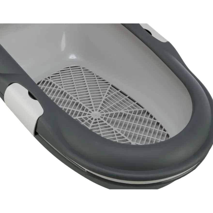 TRIXIE Katzentoilette Berto, 3tlg., mit Trennsystem, dunkelgrau/hellgrau | 39 × 22 × 59 cm