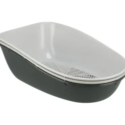 TRIXIE Katzentoilette Berto, 3tlg., mit Trennsystem, dunkelgrau/hellgrau | 39 × 22 × 59 cm