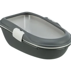 TRIXIE Katzentoilette Berto, 3tlg., mit Trennsystem, dunkelgrau/hellgrau | 39 × 22 × 59 cm