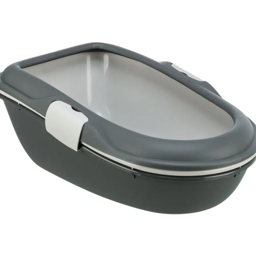 TRIXIE Katzentoilette Berto, 3tlg., mit Trennsystem, dunkelgrau/hellgrau | 39 × 22 × 59 cm