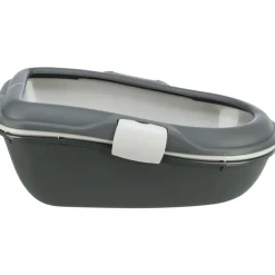 TRIXIE Katzentoilette Berto, 3tlg., mit Trennsystem, dunkelgrau/hellgrau | 39 × 22 × 59 cm