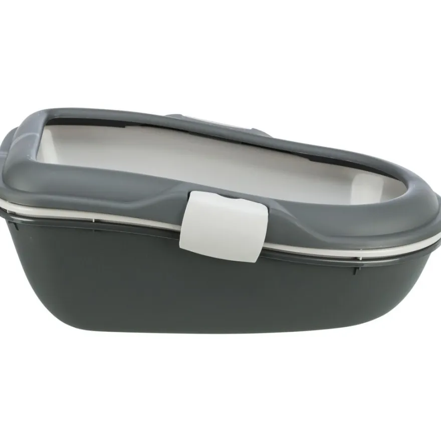 TRIXIE Katzentoilette Berto, 3tlg., mit Trennsystem, dunkelgrau/hellgrau | 39 × 22 × 59 cm