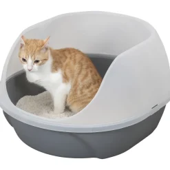 TRIXIE Katzentoilette Simao, hoher Rand, grau | 48 x 30 x 58 cm