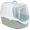 TRIXIE Katzentoilette Vico Open Top, mit Haube, hellgrau/weiß | 40 × 40 × 56 cm