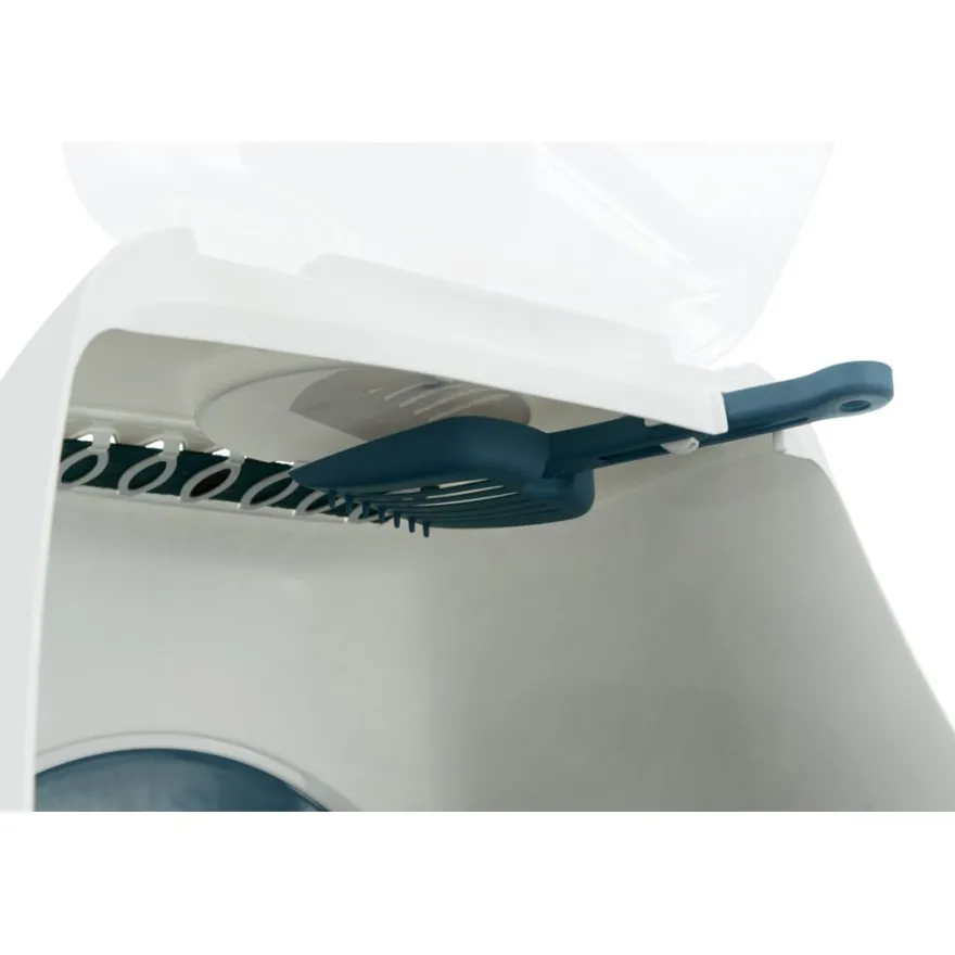 TRIXIE Katzentoilette Vico Open Top, mit Haube, blau/weiß | 40 × 40 × 56 cm