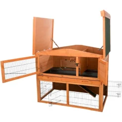 TRIXIE Kleintierstall mit Freilaufgehege, braun | 124 × 102 × 78 cm