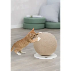 TRIXIE Kratzball auf Platte, Jute/Holz | ø 29 x 31 cm