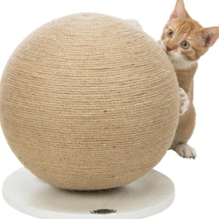 TRIXIE Kratzball auf Platte, Jute/Holz | ø 29 x 31 cm