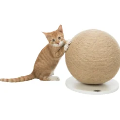TRIXIE Kratzball auf Platte, Jute/Holz | ø 29 x 31 cm