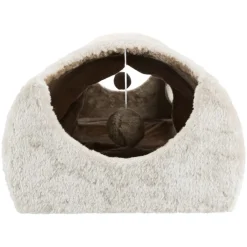 TRIXIE Kratztunnel mit 2 Höhlen, Plüsch/Sisalteppich, lichtgrau/braun | 110 x 30 x 38 cm