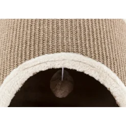 TRIXIE Kratztunnel mit 2 Höhlen, Plüsch/Sisalteppich, lichtgrau/braun | 110 x 30 x 38 cm