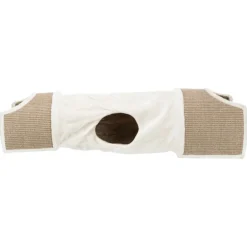 TRIXIE Kratztunnel mit 2 Höhlen, Plüsch/Sisalteppich, lichtgrau/braun | 110 x 30 x 38 cm