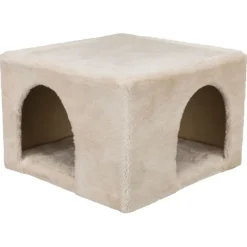 TRIXIE Kuschelhöhle mit 2 Ausgängen, Zwergkaninchen, beige | 36 x 25 x 36 cm