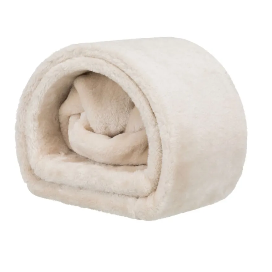 TRIXIE Kuscheltunnel mit 2 Ausgängen, Zwergkaninchen, beige | 27 x 21 x 80 cm