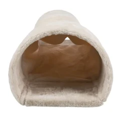 TRIXIE Kuscheltunnel mit 2 Ausgängen, Zwergkaninchen, beige | 27 x 21 x 80 cm