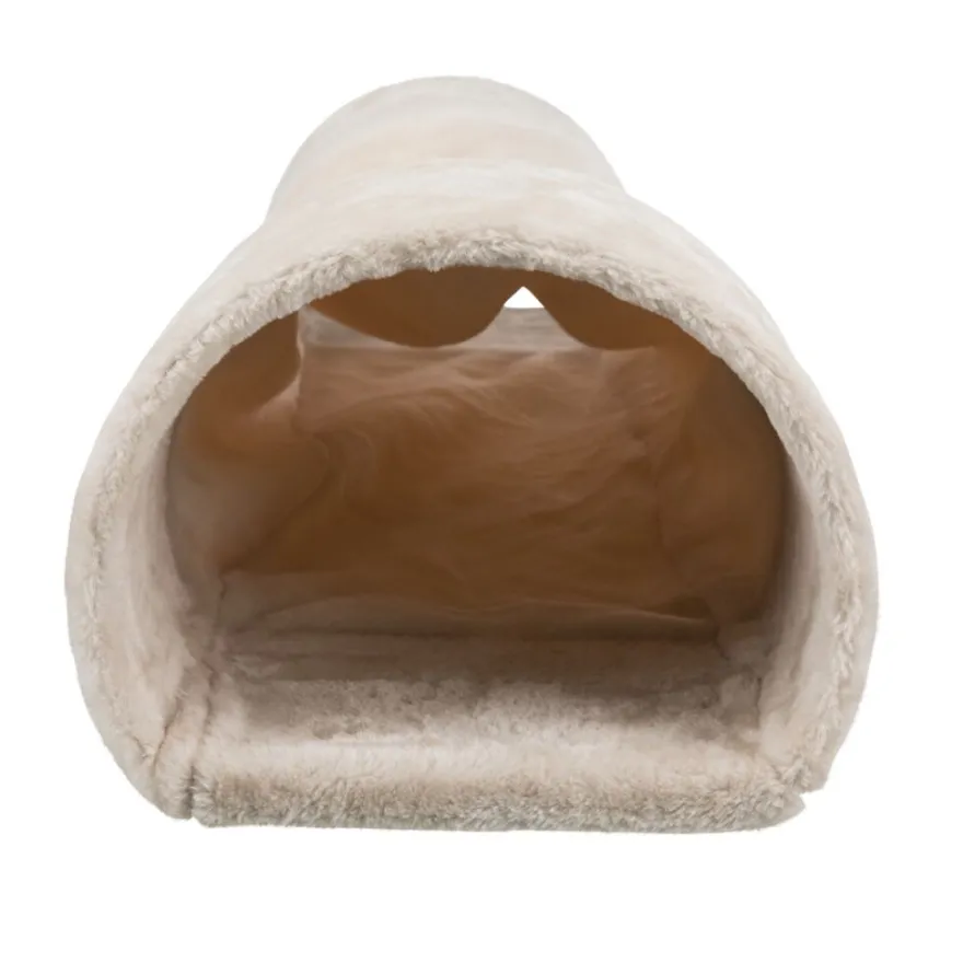 TRIXIE Kuscheltunnel mit 2 Ausgängen, Zwergkaninchen, beige | 27 x 21 x 80 cm