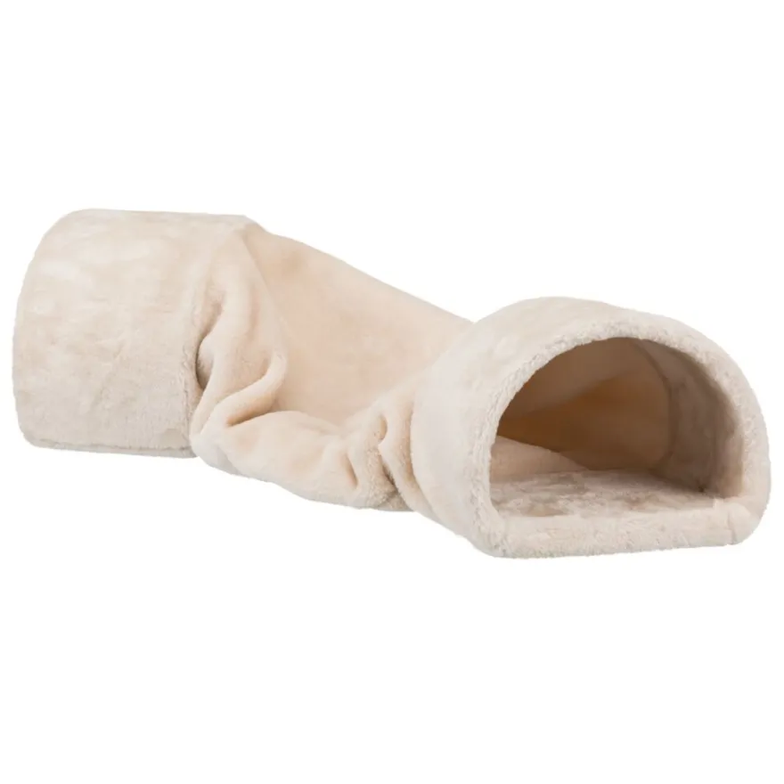 TRIXIE Kuscheltunnel mit 2 Ausgängen, Zwergkaninchen, beige | 27 x 21 x 80 cm