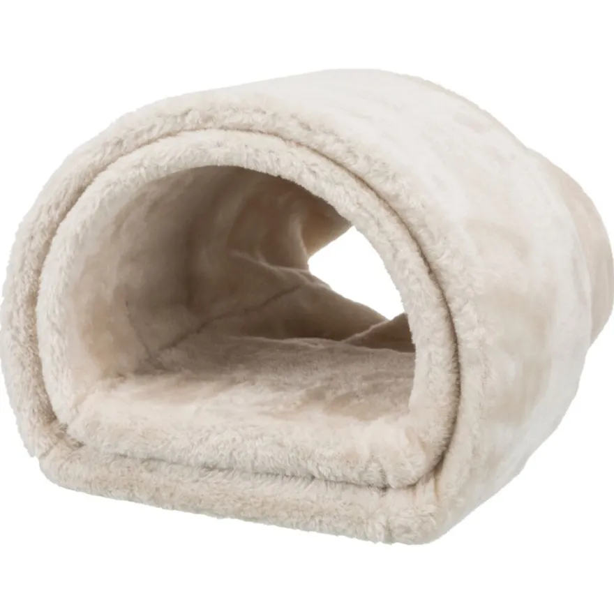 TRIXIE Kuscheltunnel mit 2 Ausgängen, Zwergkaninchen, beige | 27 x 21 x 80 cm