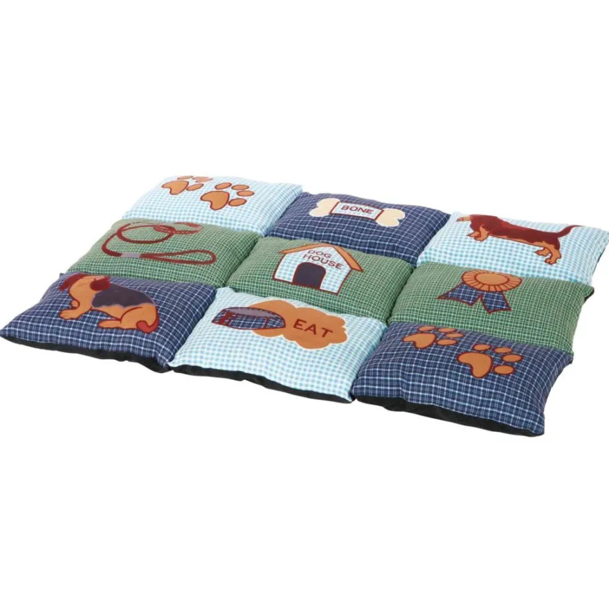 TRIXIE Liegematte Patchwork, blau/grün | 80 × 55 cm