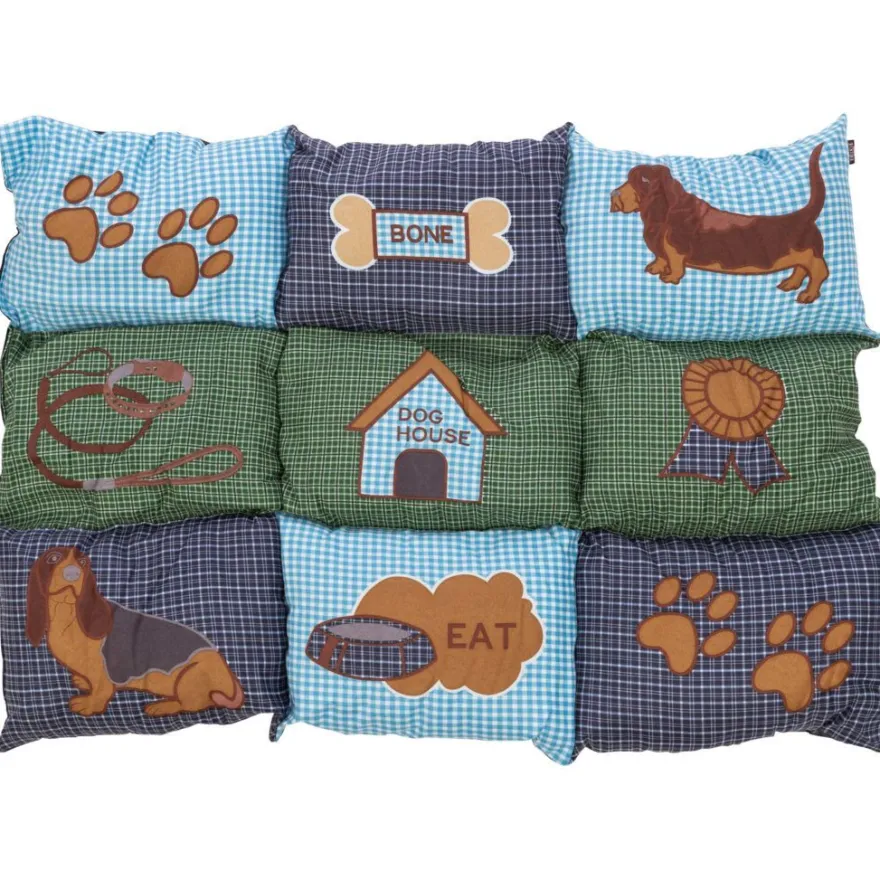 TRIXIE Liegematte Patchwork, blau/grün | 80 × 55 cm