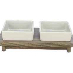 TRIXIE Napf-Set CityStyle, Keramik/MDF, grau/braun | 2 x 0.4 l