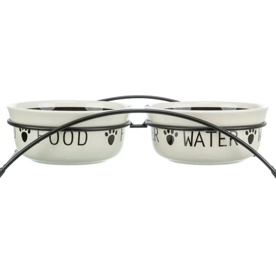 TRIXIE Napf-Set, Keramik/Metall, weiß/schwarz | 2 x 1.6 l