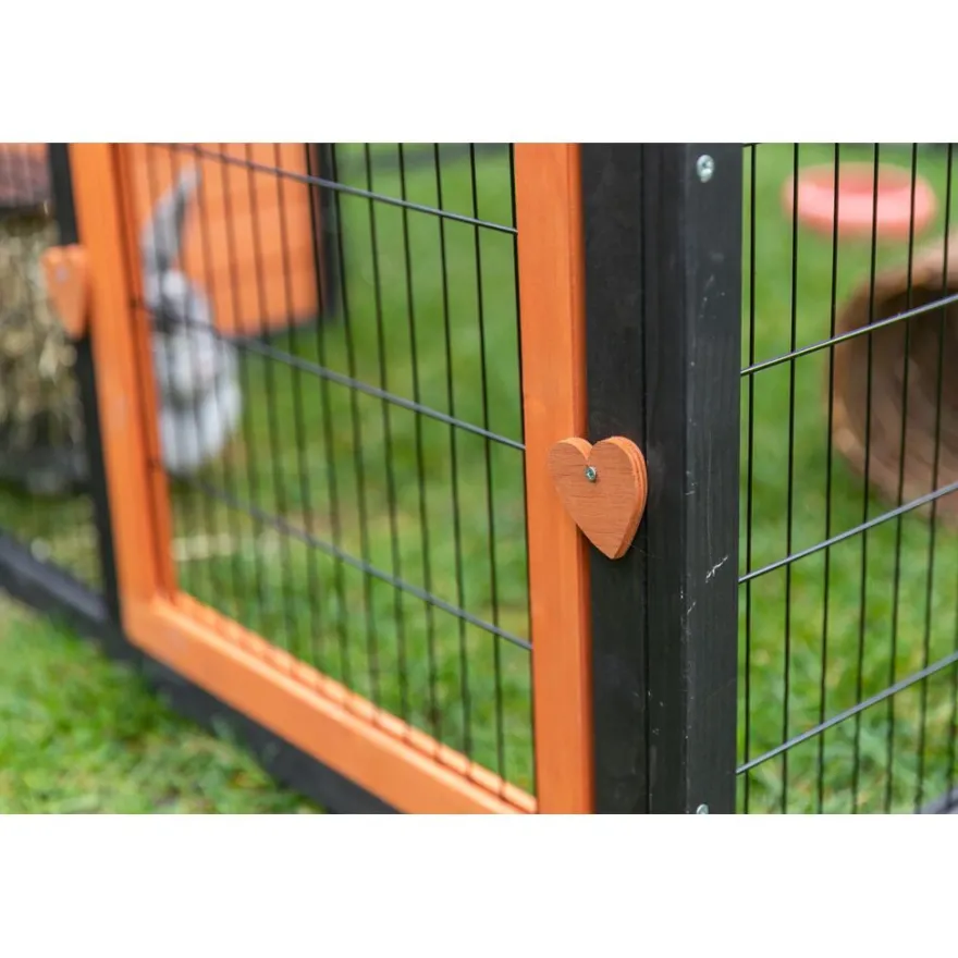 TRIXIE natura Freilaufgehege mit Abdeckung, Holz, schwarz/braun | 150 x 53 x 150 cm