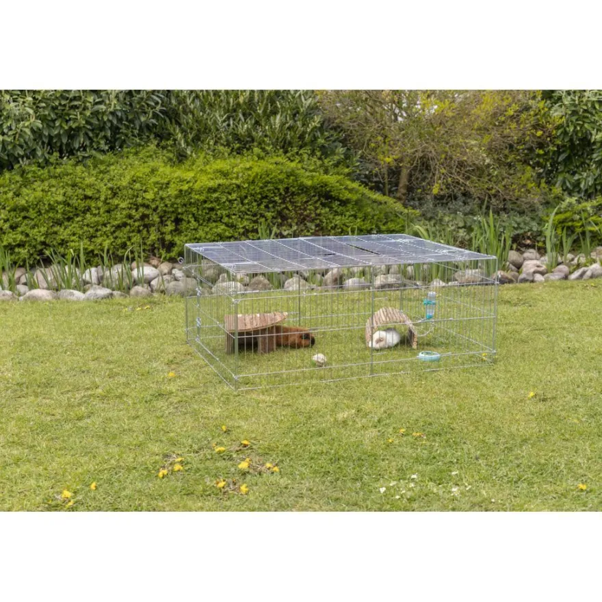 TRIXIE natura Freilaufgehege mit Abdeckung, Metall | 144 x 58 x 116 cm